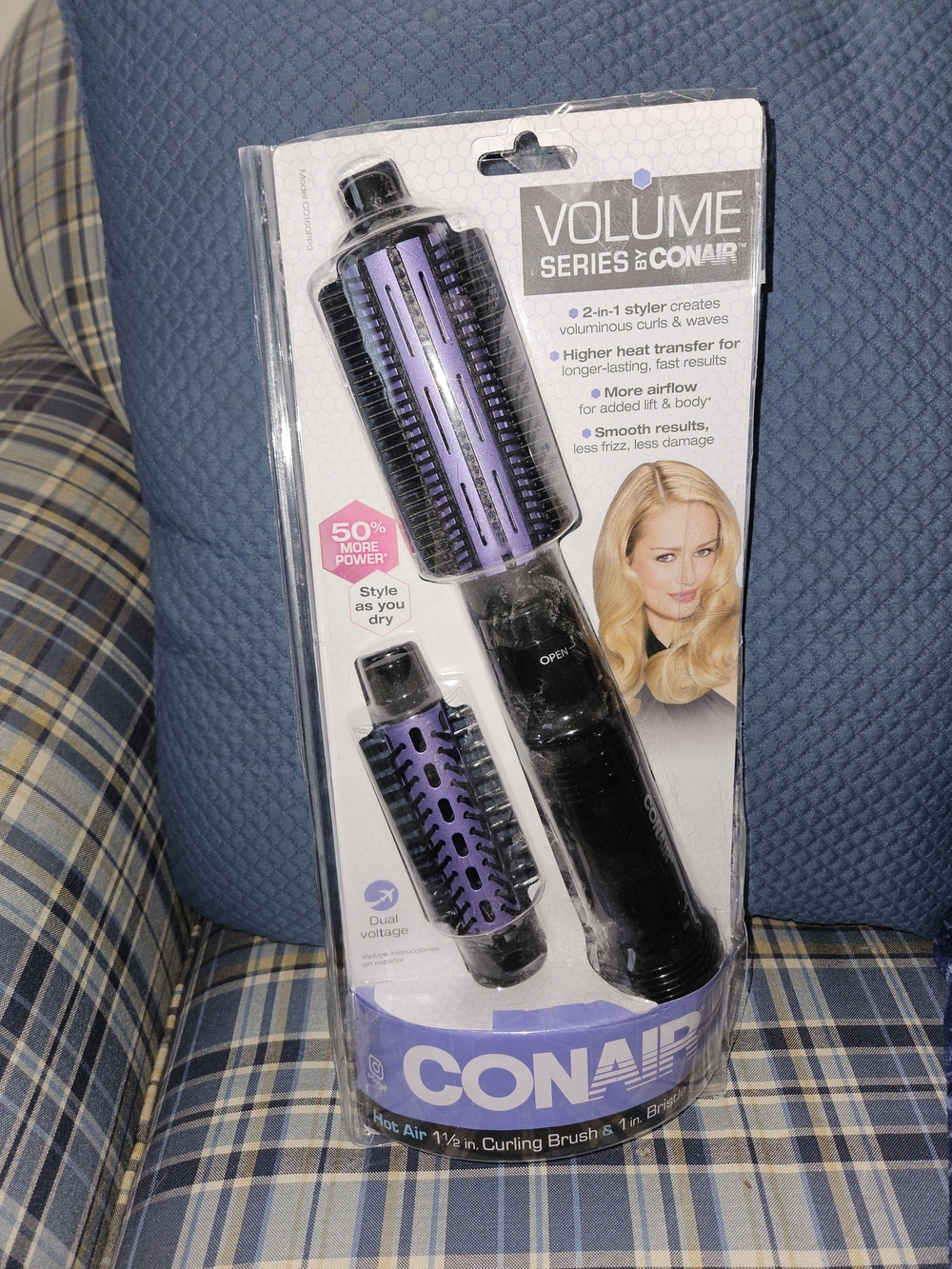 Conair Volume Series Hot Air Styling Brush - Purple/Black